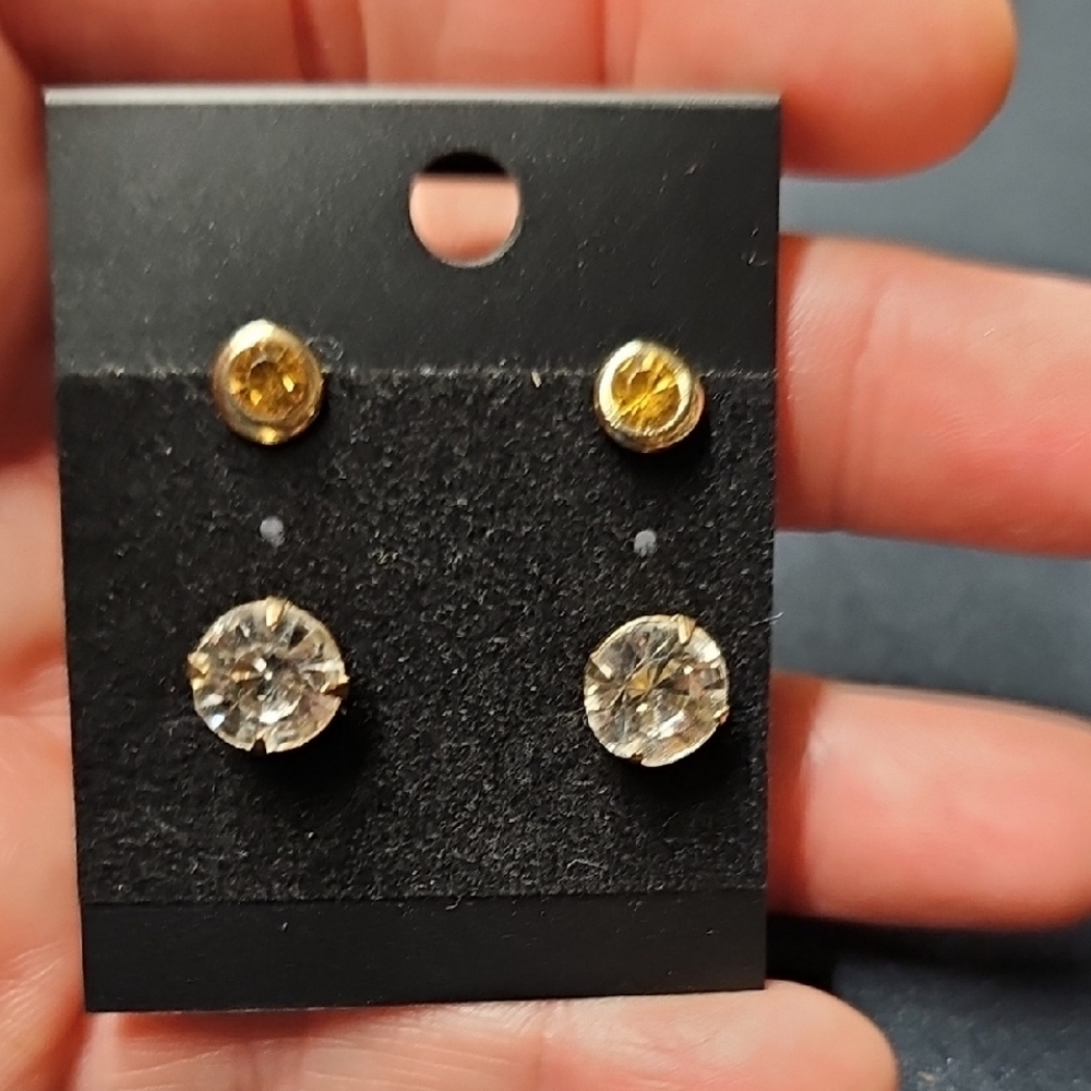 Elegant Gold and Silver Stud Earrings Set